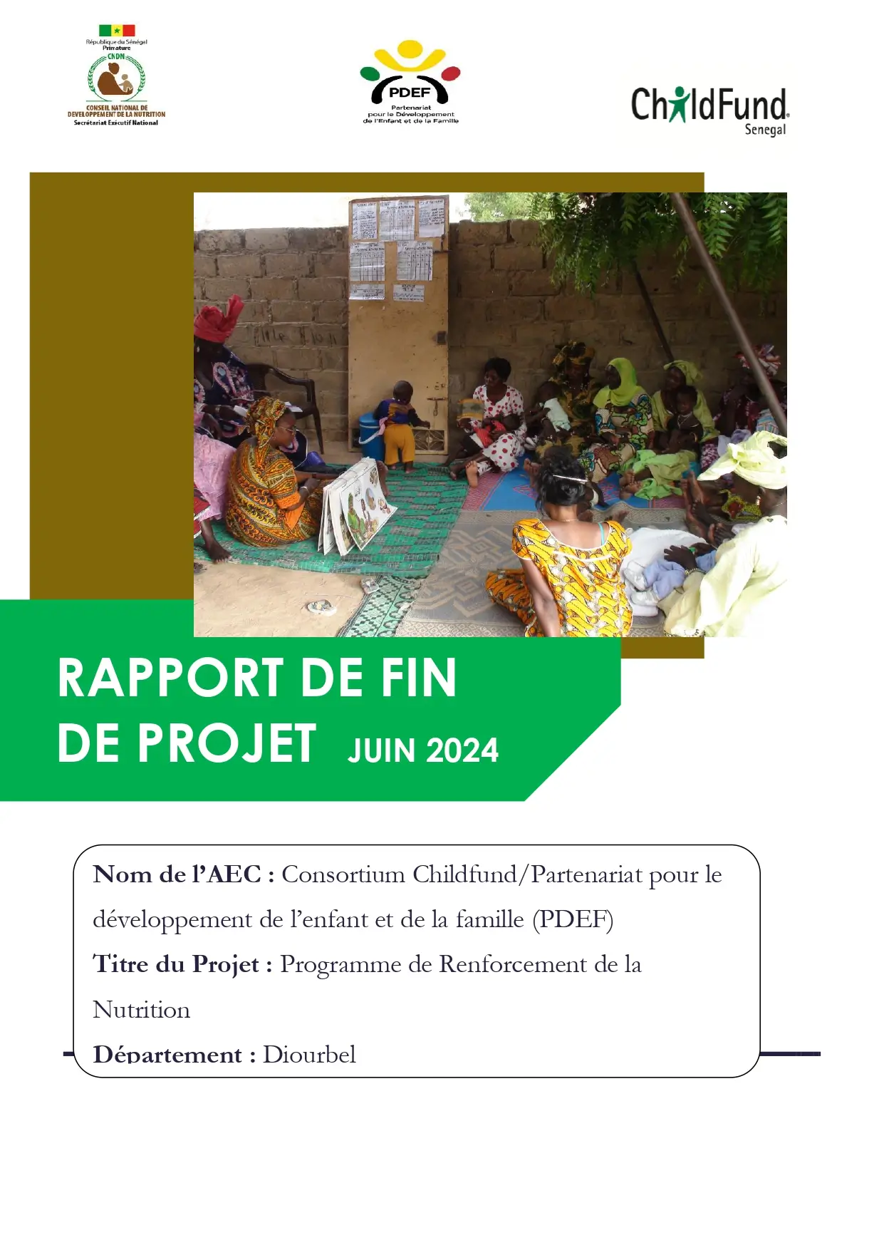 Rapport Final d’Impact du Projet de Renforcement de la Nutrition dans la Région de Diourbel